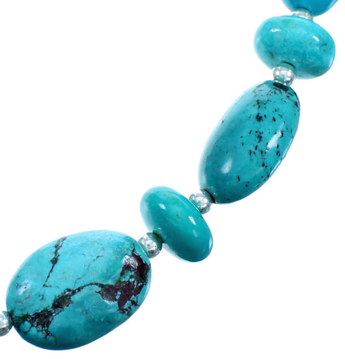 Turquoise And Genuine Sterling Silver Bead Necklace SX114561